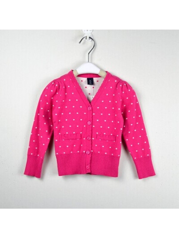 Autumn and winter children female Baby Knit Cardigan Sweater Girl jacket cotton wave 1-2-3 Huang Honglan