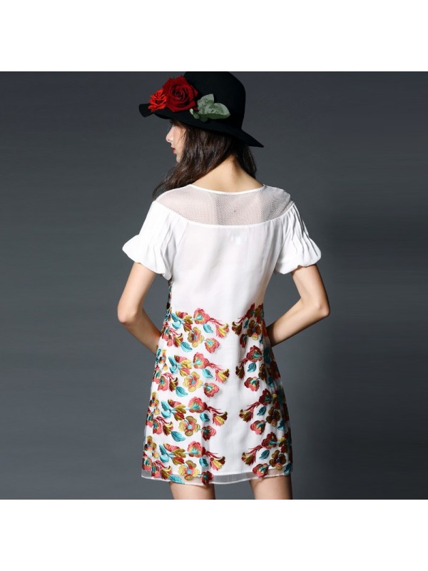 2015 flower girl dress fashion princess patchwork dress short sleeve summer folk silk party dress club original polo dress