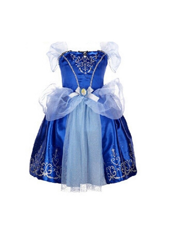 2015 New Movie Child's Fair Tale Girls Kids Cosplay Costume Cinderella Princess Party Performances Dress