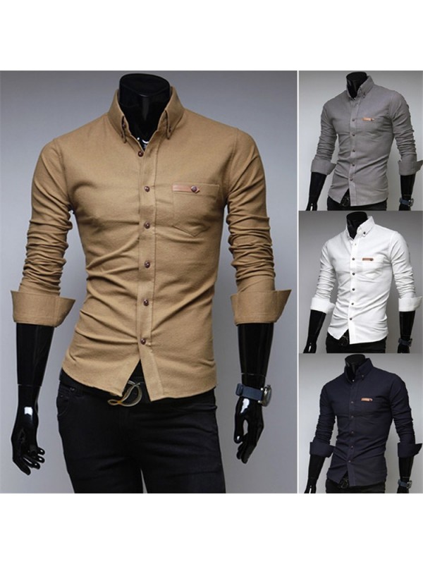 New Arrival  Men'S Clothing Chemise Homme Stylish Slim Fit Unique Neckline  Comfortable  Long Sleeve Shirt 12113