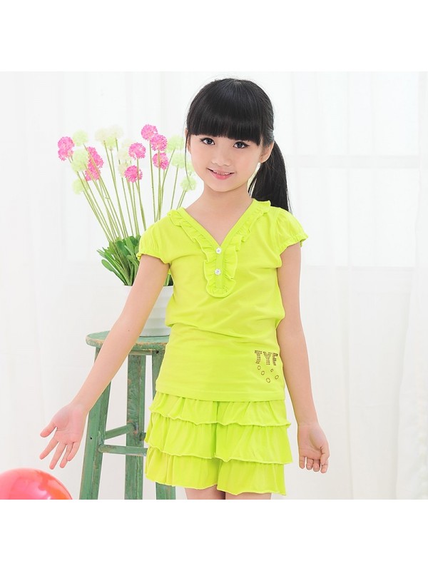 Kids Girls Summer 2015 Korean girls sport suit dress T-shirt skirt