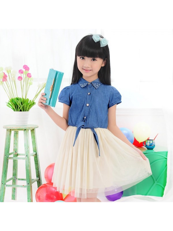 Girls Denim Skirt 2015 new summer princess skirt dress