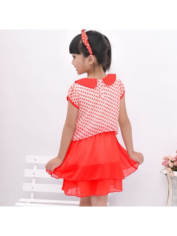 2015 summer new girls wear short sleeved Chiffon Dress