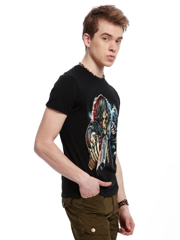 Men's T-shirt, men's short sleeve T-shirt 3D, skull spear pattern