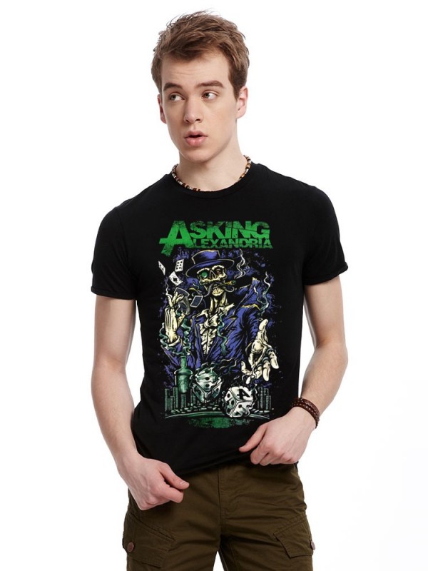 New men's men's clothing, spring and summer fashion 3D T-shirt, Asking Alexandria British nuclear metal band pattern