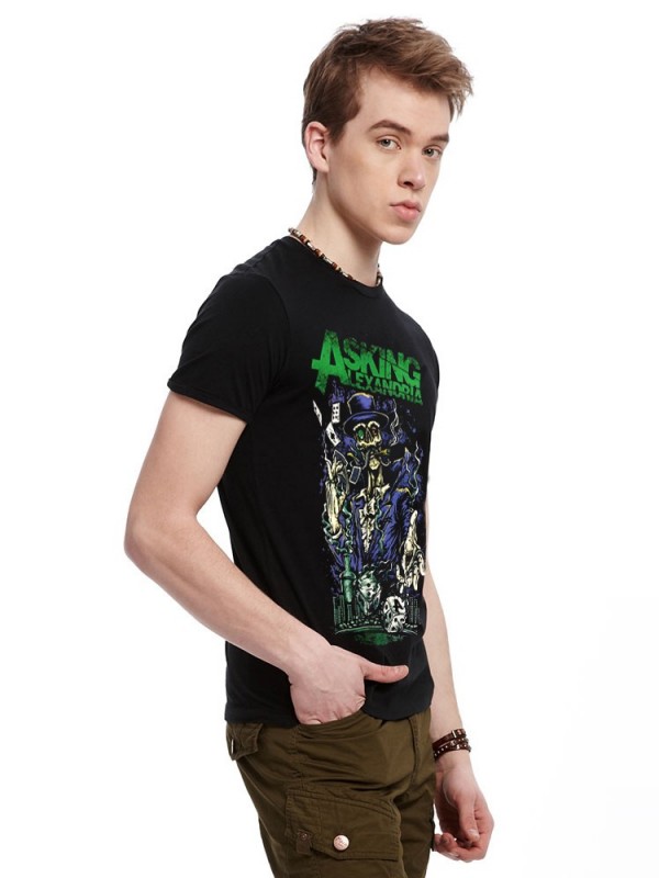 New men's men's clothing, spring and summer fashion 3D T-shirt, Asking Alexandria British nuclear metal band pattern