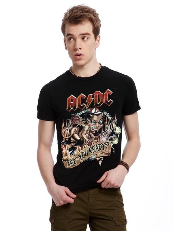 New men's short sleeved 3D stereo T-shirt, T-shirt printing, ACDC Australia heavy metal rock band