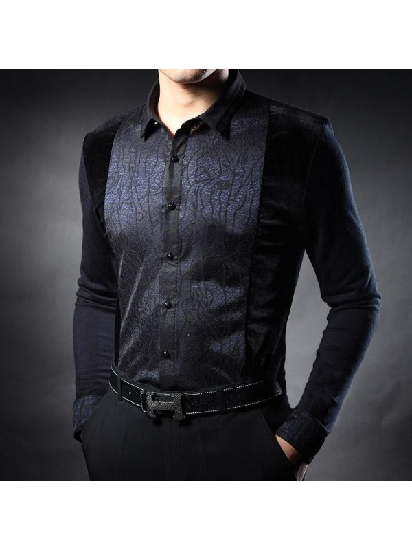 In the autumn of 2015 new men's middle-aged men's Long Sleeve Black Shirt