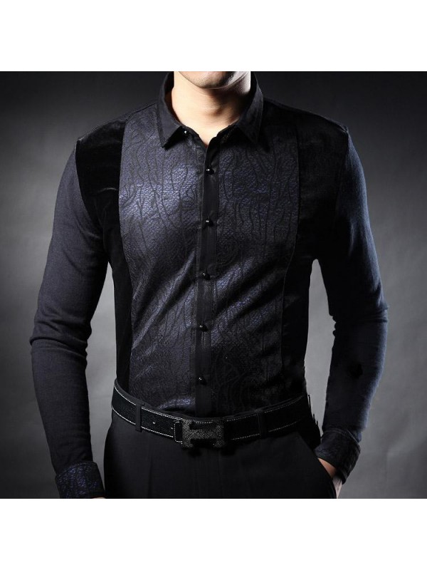 In the autumn of 2015 new men's middle-aged men's Long Sleeve Black Shirt