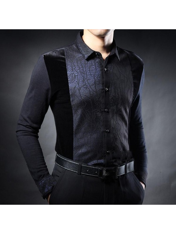 In the autumn of 2015 new men's middle-aged men's Long Sleeve Black Shirt