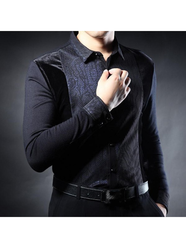 In the autumn of 2015 new men's middle-aged men's Long Sleeve Black Shirt