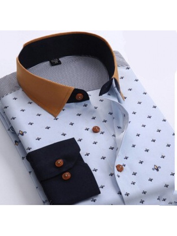 2015 New Fashion Style Polka Dot Men Shirts Long-Sleeve Cotton Shirt plus size S-4XL 30cl