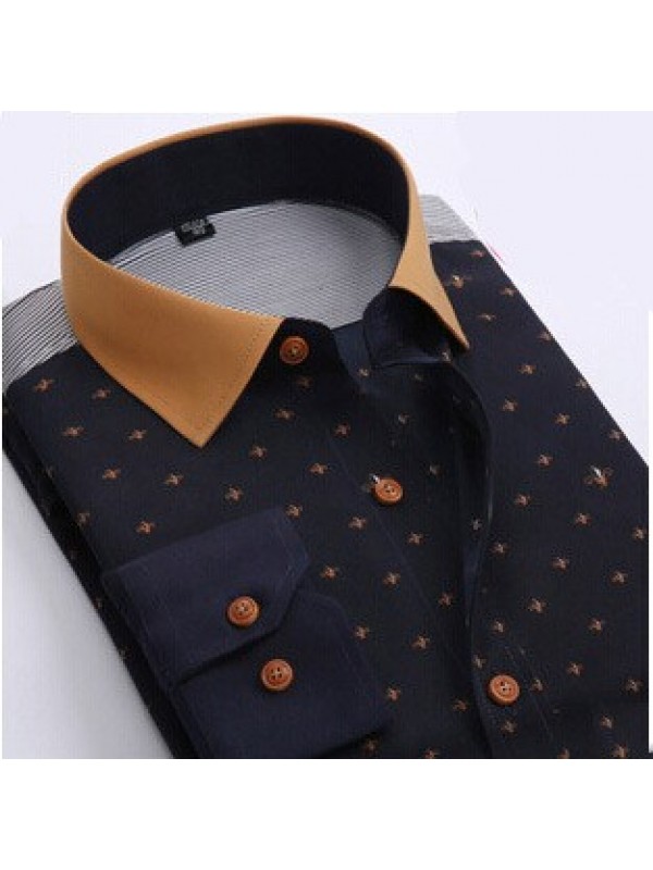 2015 New Fashion Style Polka Dot Men Shirts Long-Sleeve Cotton Shirt plus size S-4XL 30cl