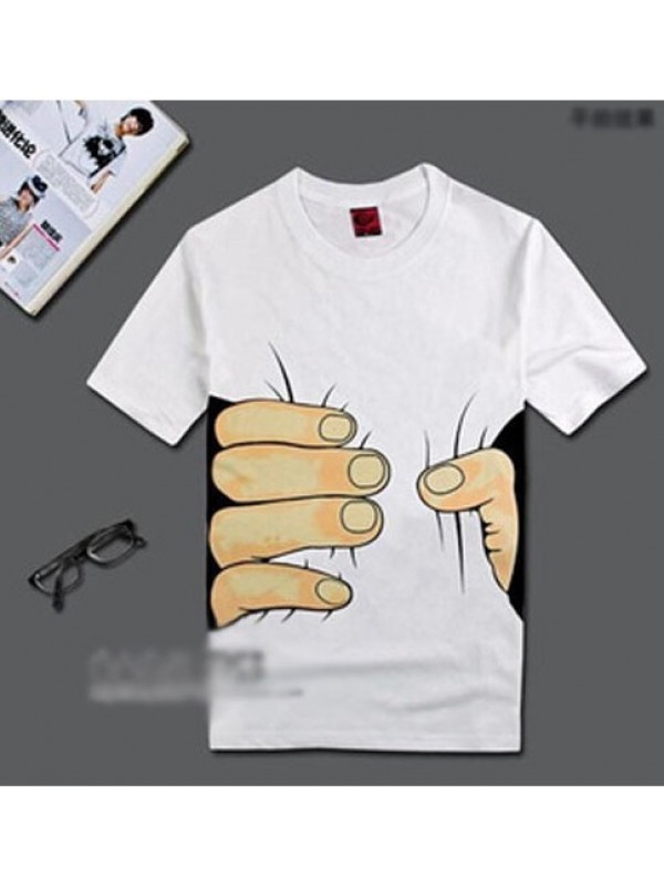 New Arrivals Summer Printed Men's Short Sleeve T-shirt 3 D Hand Cotton Fabric Fashion   Hombre Casual Hip Hops Tops Tees