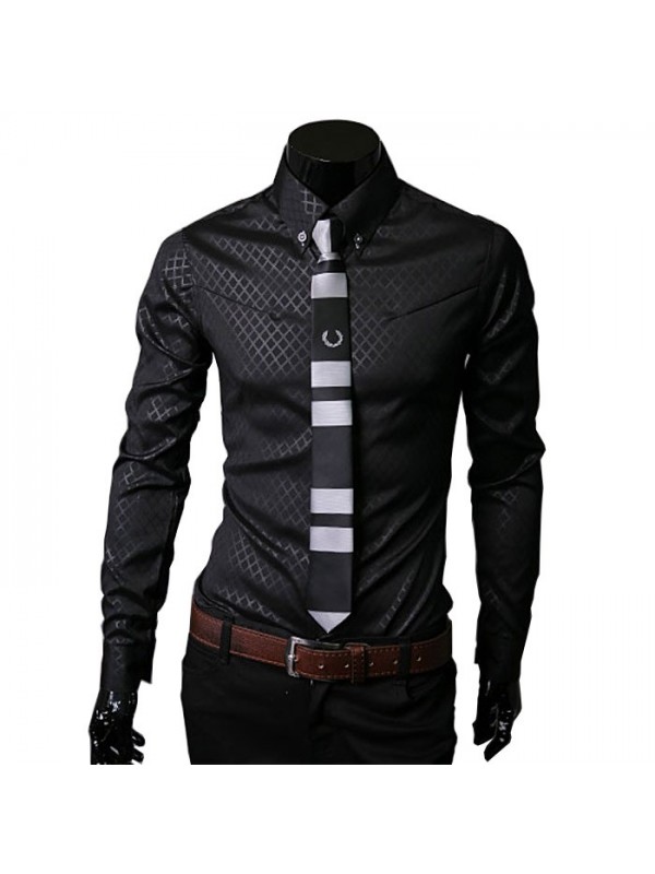 Men's Clothes Obscure Twill Slim Business Casual Shirts Long sleeved Cotton Blended Mens Shirt Upper GarmentsLarge size