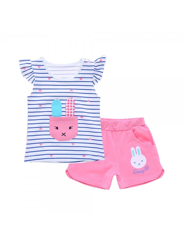 children   pure cotton girl short sleeve T-shirt two-piece fashion baby clothes