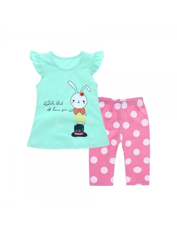 children   pure cotton short sleeve T-shirt two-piece fashion girl clothes