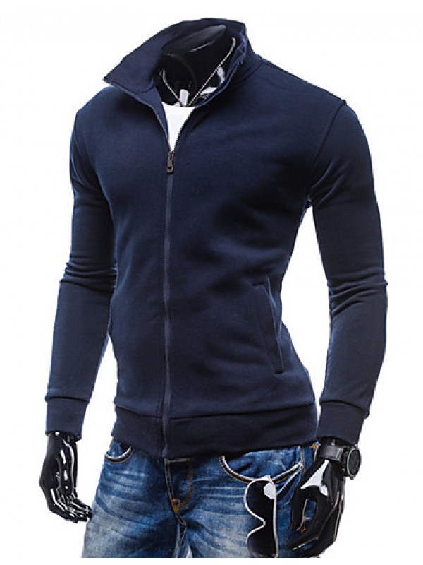 Men's Long Sleeve Hoodie & Sweatshirt,Cotton Solid