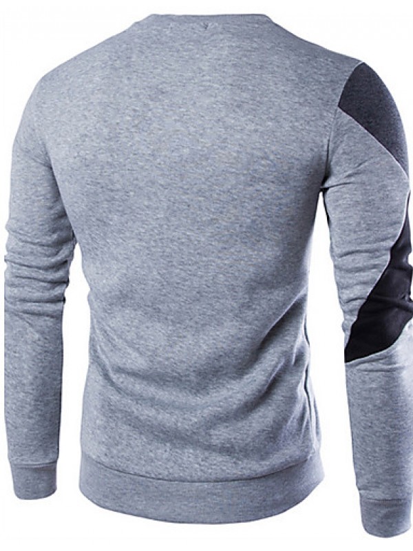 Men's Fashion Slim Stitching Pullover Sweatshirt,Cotton / Polyester Patchwork