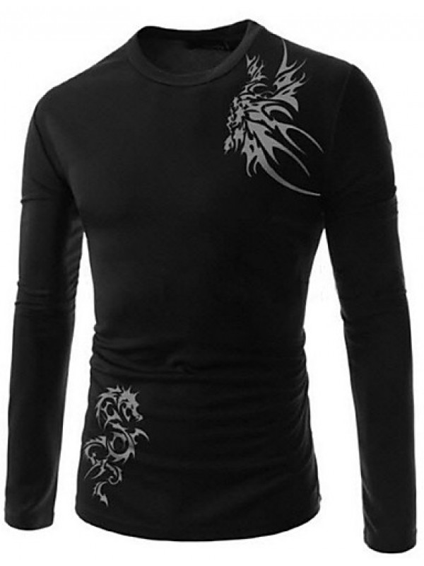 Men's Longfeng tattoo printing breathable leisure ...