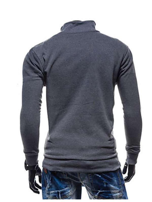 Men's Going out / Casual/Daily / Sports Simple / Street chic / Active Regular Hoodies,Solid Blue / Black / Brown / Gray Hooded Long Sleeve