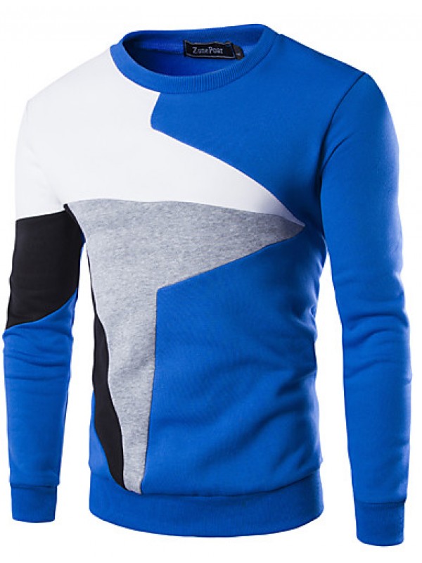 Men's Fashion Slim Stitching Pullover Sweatshirt,Cotton / Polyester Patchwork