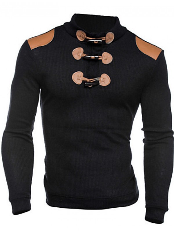 Men's Long Sleeve Hoodie & Sweatshirt,Cotton Color Block