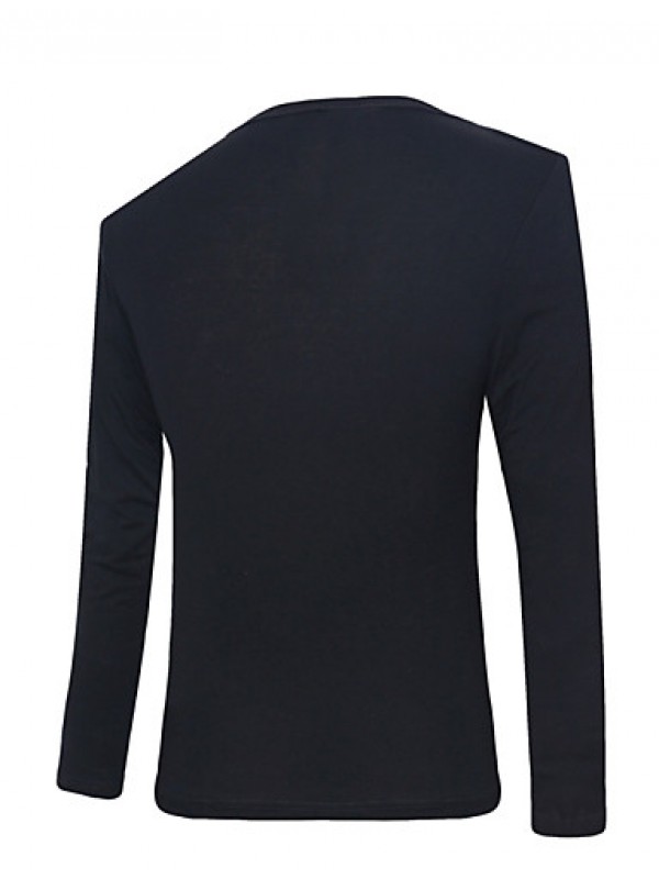 Men's Casual/Daily Simple Regular HoodiesSolid Black Round Neck Long Sleeve Polyester Fall / Winter Thick Micro-elastic