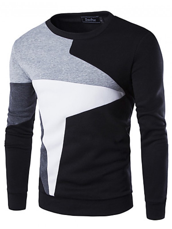 Men's Fashion Slim Stitching Pullover Sweatshirt,Cotton / Polyester Patchwork