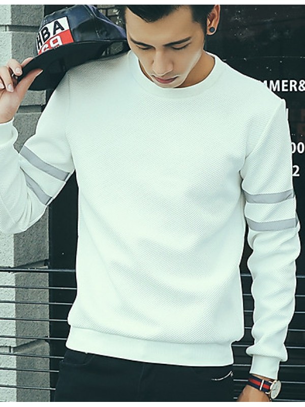 Men's Casual/Daily Simple Sweatshirt,Solid Round Neck Stretchy Cotton Long Sleeve Fall / Winter